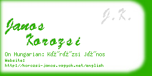 janos korozsi business card